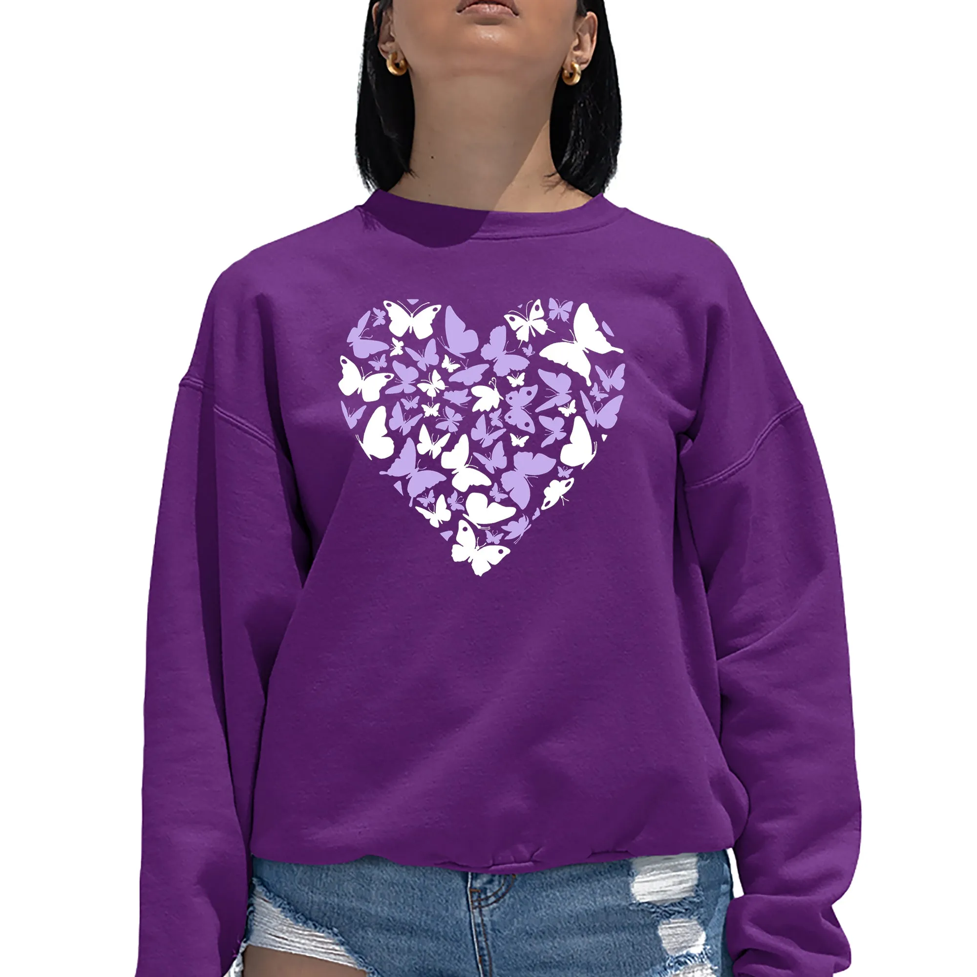 Butterfly Heart - Women's Word Art Crewneck Sweatshirt sold by LA Pop Art product image thumbnail 5