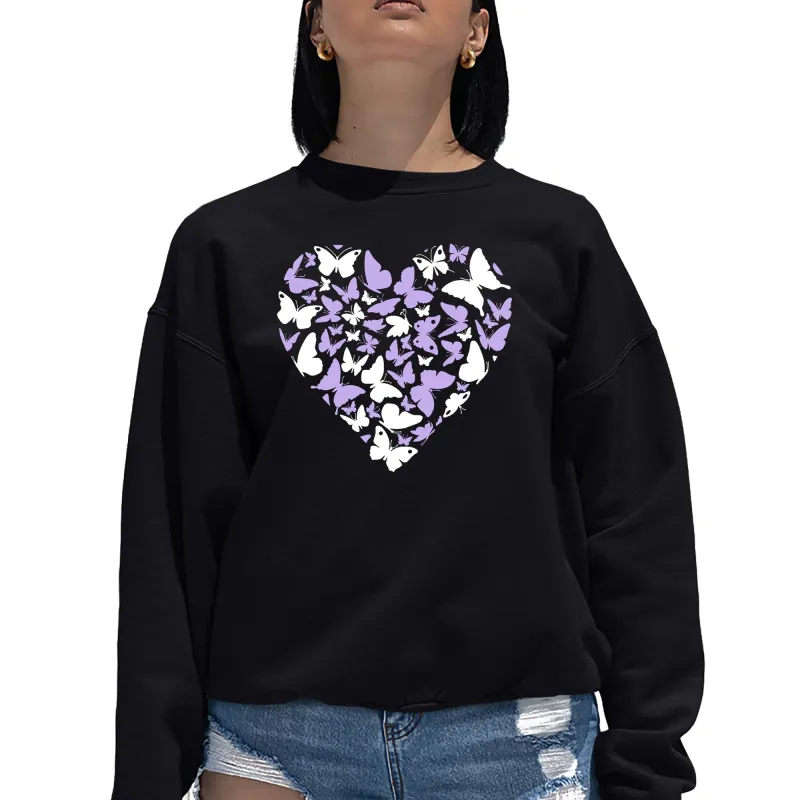 Butterfly Heart - Women's Word Art Crewneck Sweatshirt sold by LA Pop Art