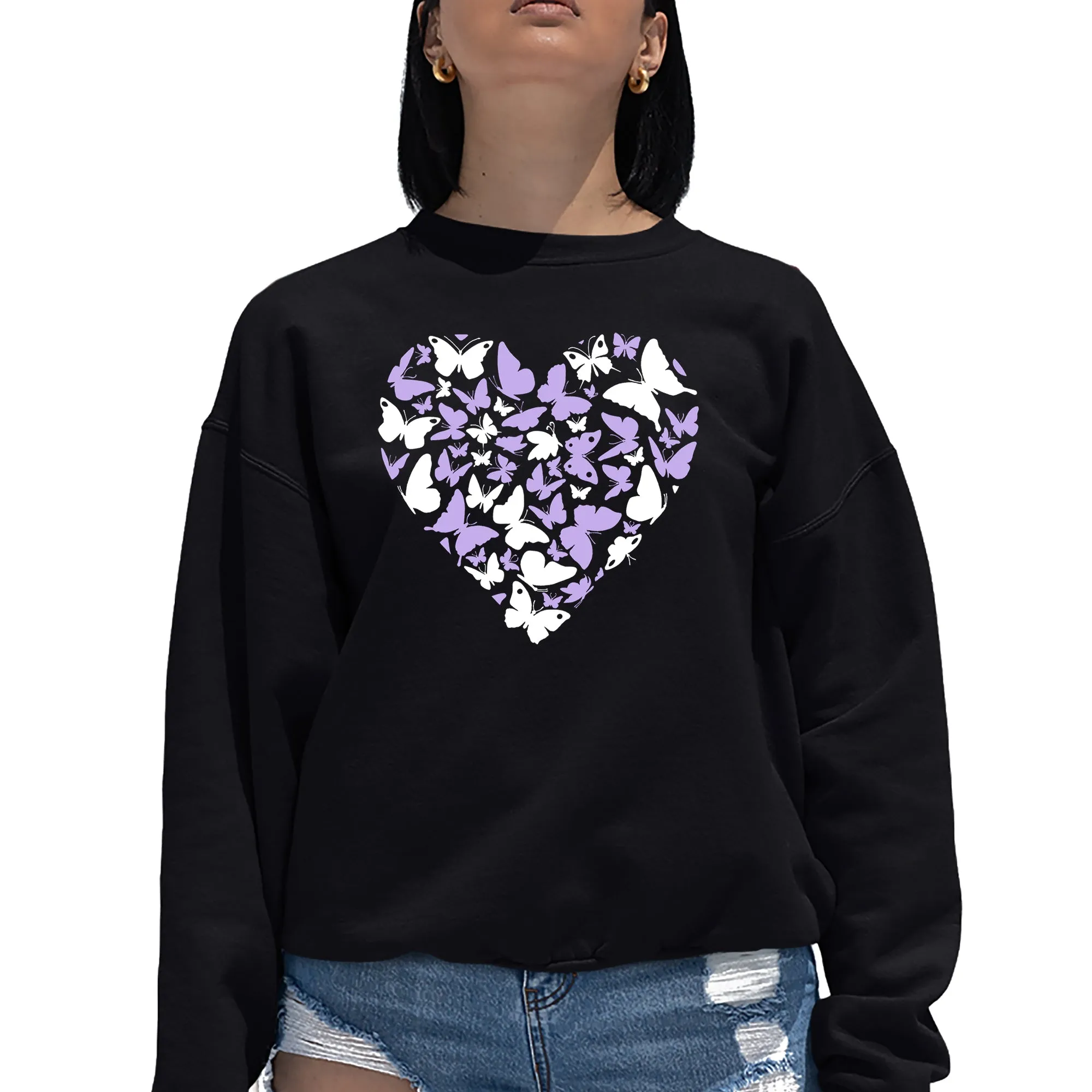 Butterfly Heart - Women's Word Art Crewneck Sweatshirt sold by LA Pop Art