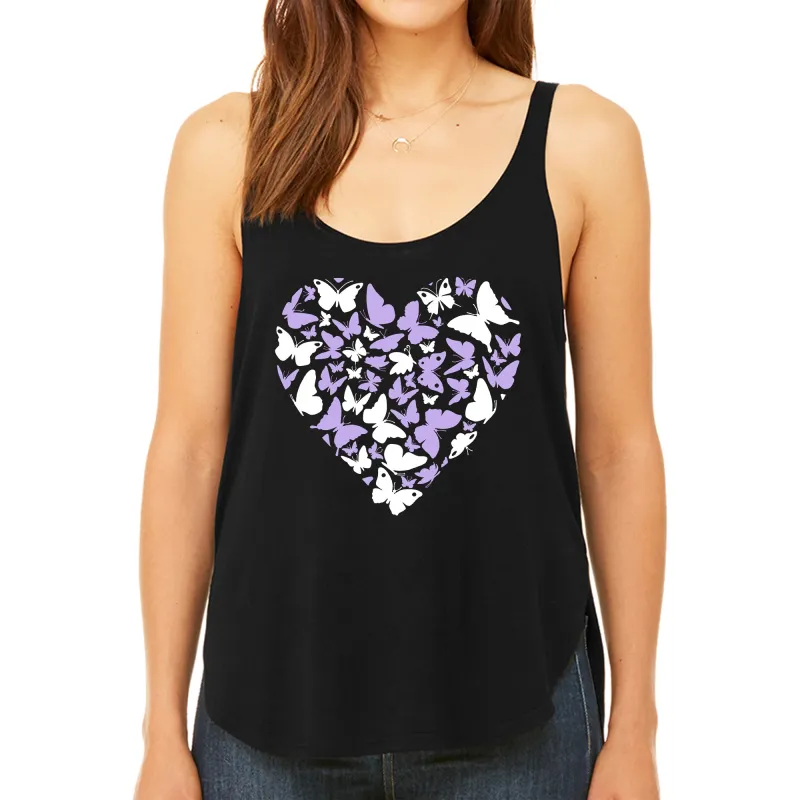 Butterfly Heart - Women's Premium Word Art Flowy Tank Top sold by LA Pop Art