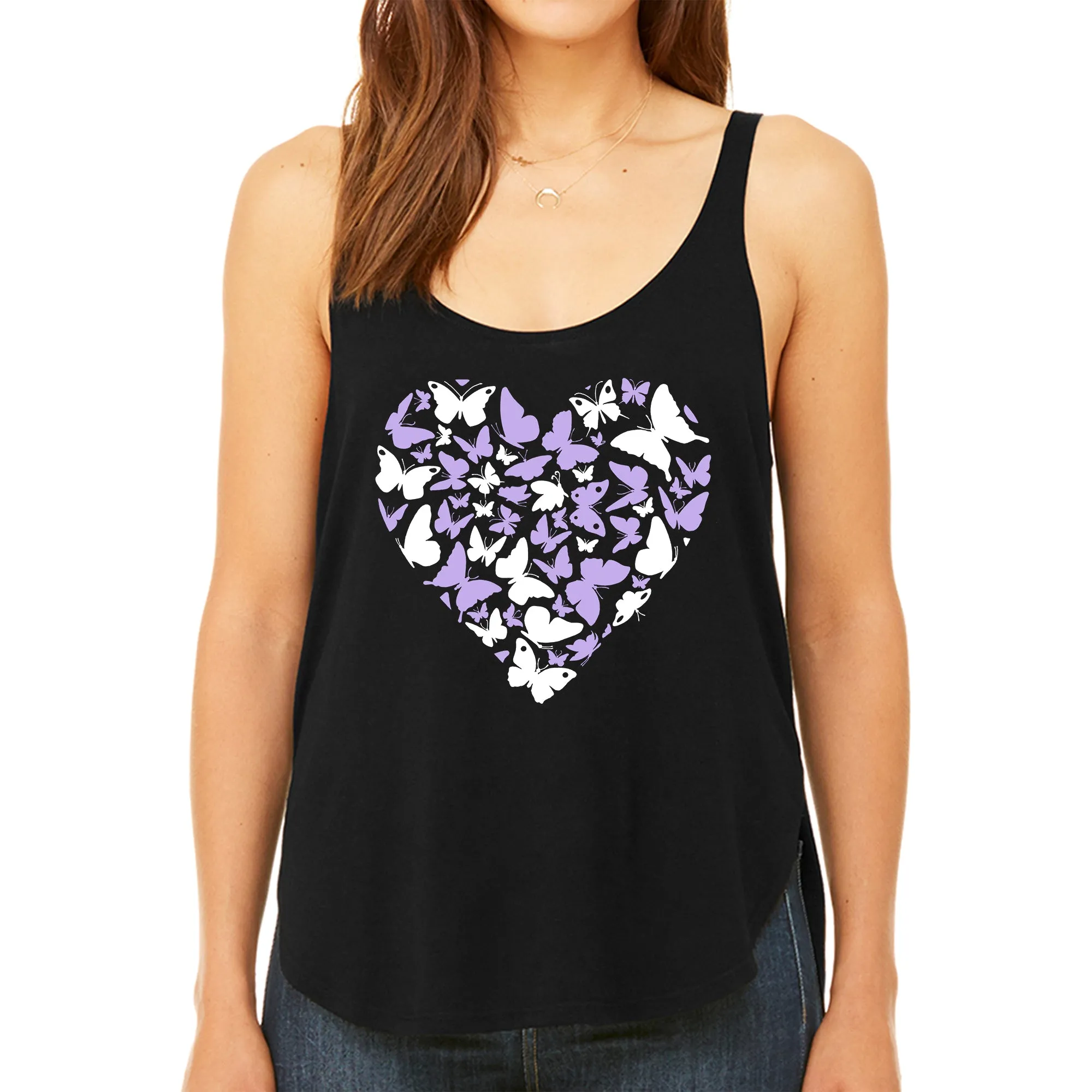 Butterfly Heart - Women's Premium Word Art Flowy Tank Top sold by LA Pop Art