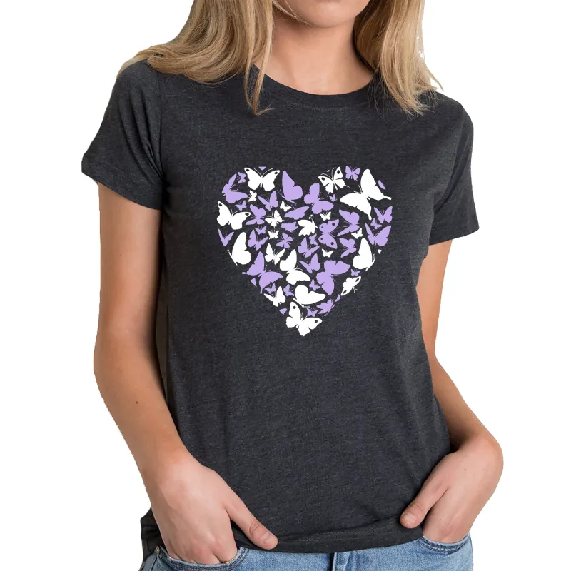 Butterfly Heart - Women's Premium Blend Word Art T-Shirt sold by LA Pop Art