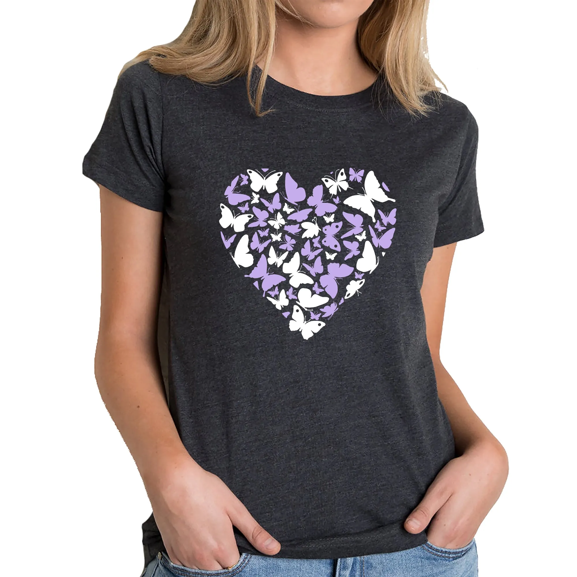Butterfly Heart - Women's Premium Blend Word Art T-Shirt sold by LA Pop Art
