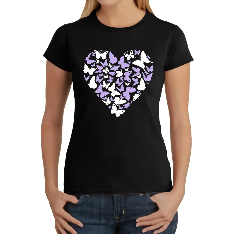 Butterfly Heart - Women's Word Art T-Shirt sold by LA Pop Art