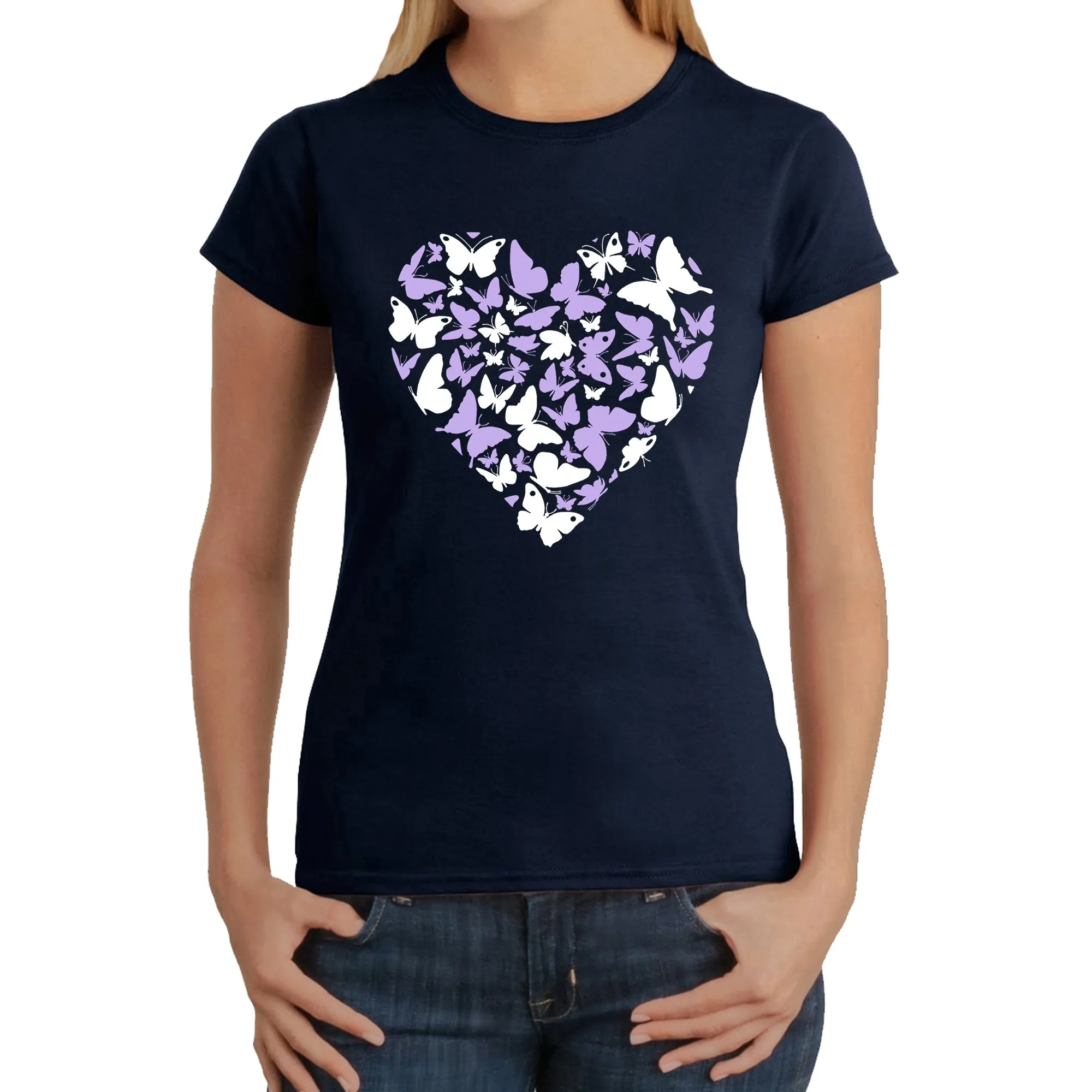 Butterfly Heart - Women's Word Art T-Shirt sold by LA Pop Art product image thumbnail 5