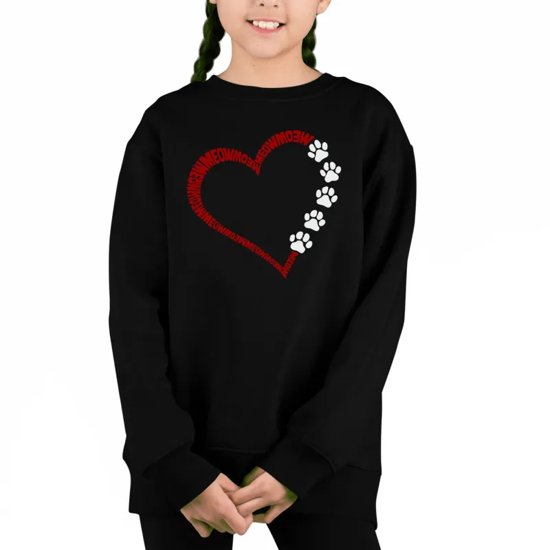 Meow Heart - Girl's Word Art Crewneck Sweatshirt sold by LA Pop Art