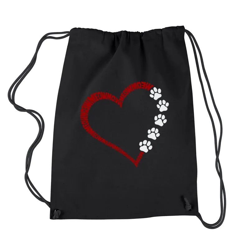 Meow Heart - Drawstring Backpack sold by LA Pop Art