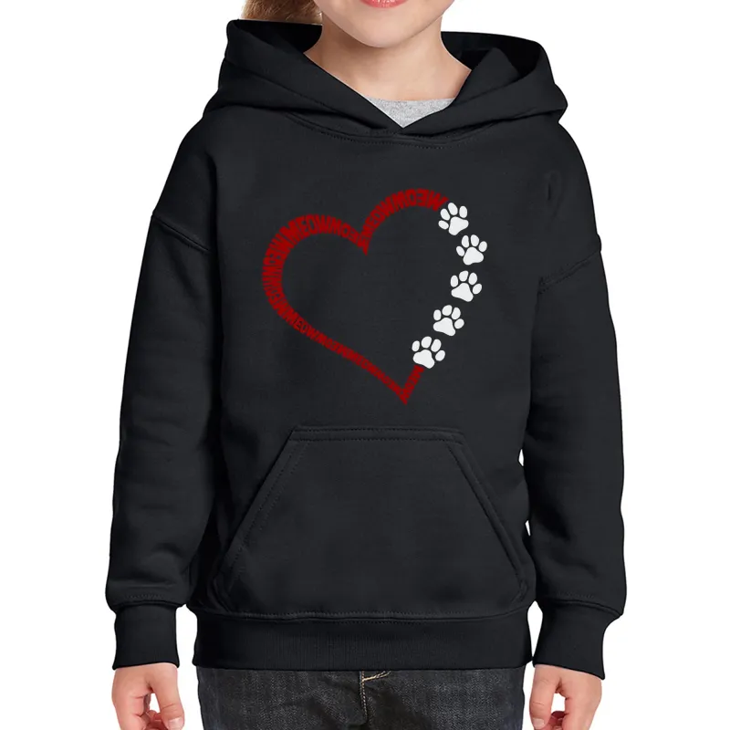 Meow Heart - Girl's Word Art Hooded Sweatshirt sold by LA Pop Art