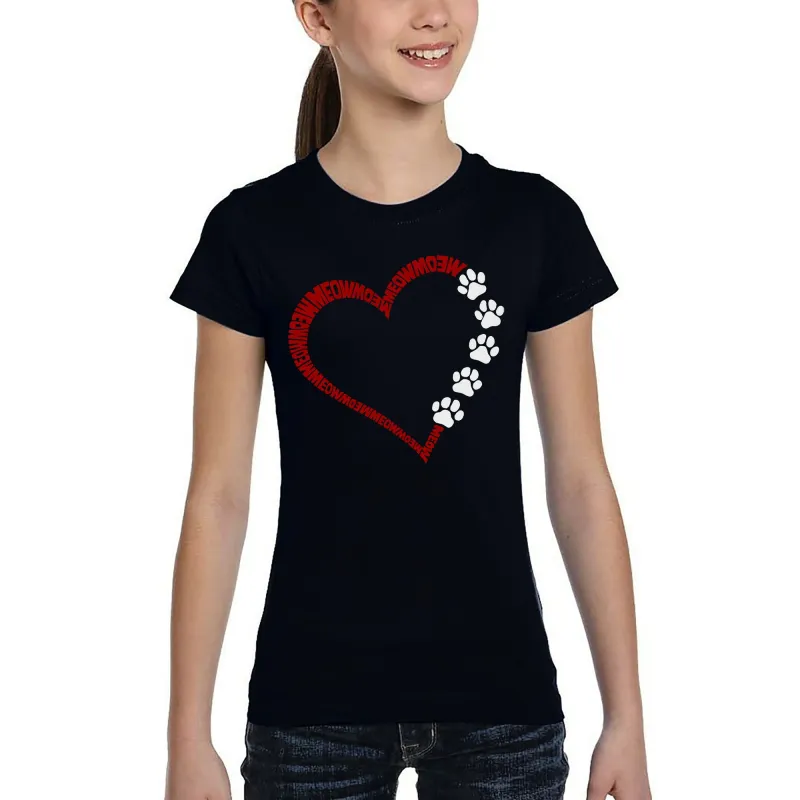Meow Heart - Girl's Word Art T-Shirt sold by LA Pop Art
