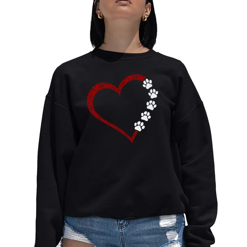 Meow Heart - Women's Word Art Crewneck Sweatshirt sold by LA Pop Art