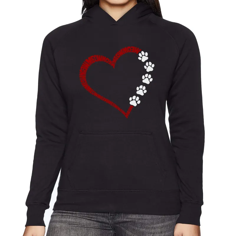 Meow Heart - Women's Word Art Hooded Sweatshirt sold by LA Pop Art