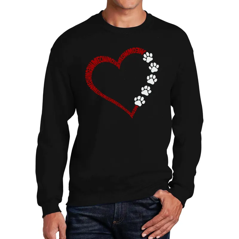 Meow Heart - Men's Word Art Crewneck Sweatshirt sold by LA Pop Art