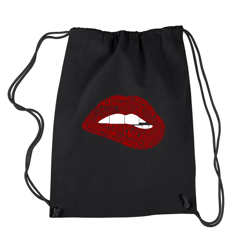 Brooklyn Lips - Drawstring Backpack sold by LA Pop Art
