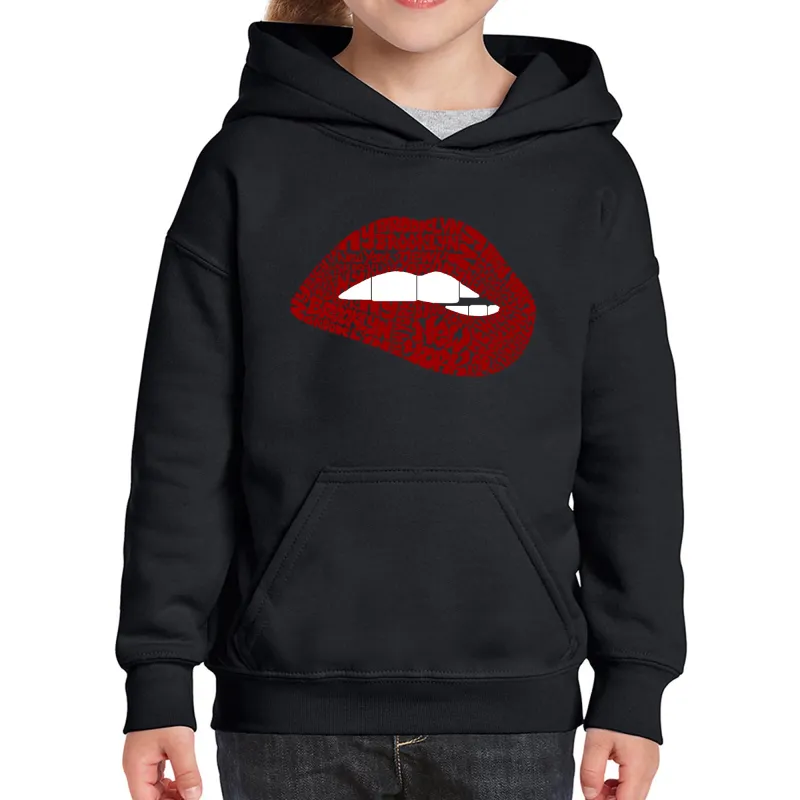 Brooklyn Lips - Girl's Word Art Hooded Sweatshirt sold by LA Pop Art