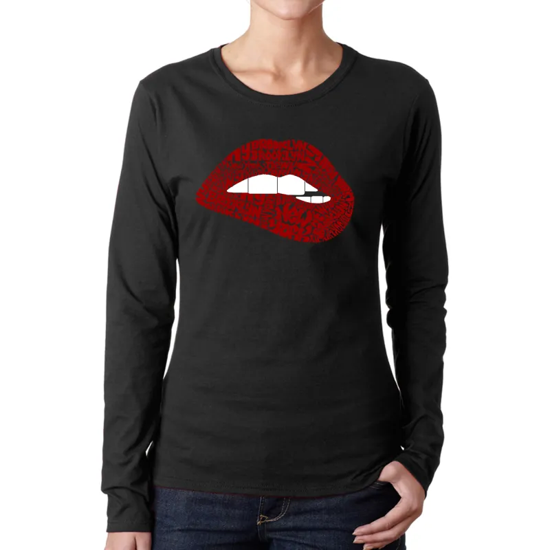 Brooklyn Lips - Women's Word Art Long Sleeve T-Shirt sold by LA Pop Art