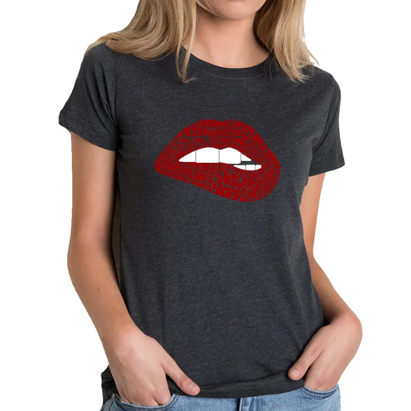 Brooklyn Lips - Women's Premium Blend Word Art T-Shirt sold by LA Pop Art