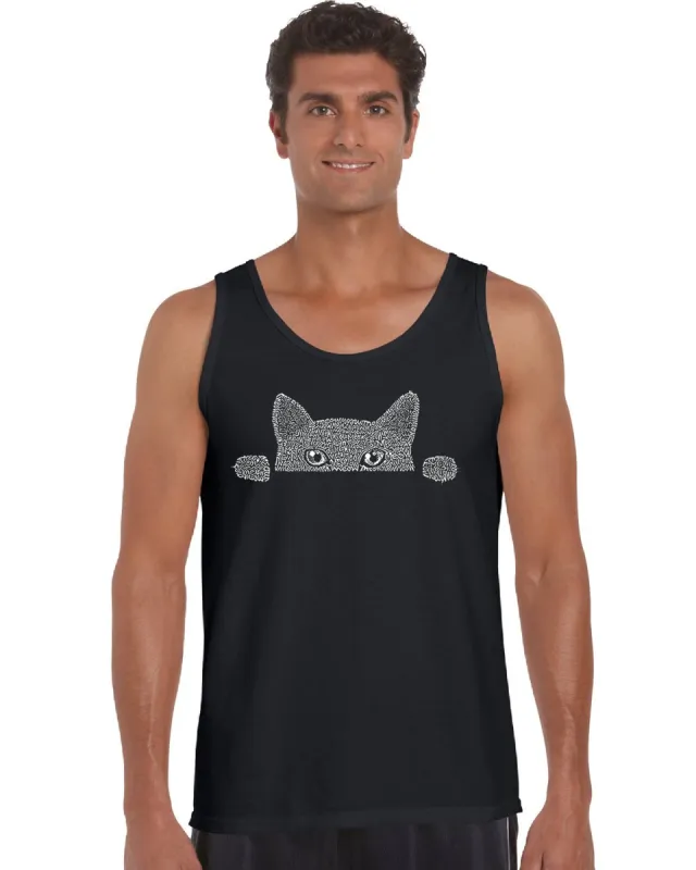 Peeking Cat - Men's Word Art Tank Top sold by LA Pop Art