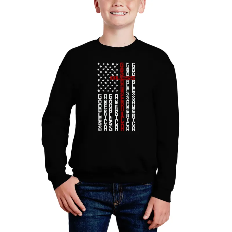 Cross Flag - Boy's Word Art Crewneck Sweatshirt sold by LA Pop Art