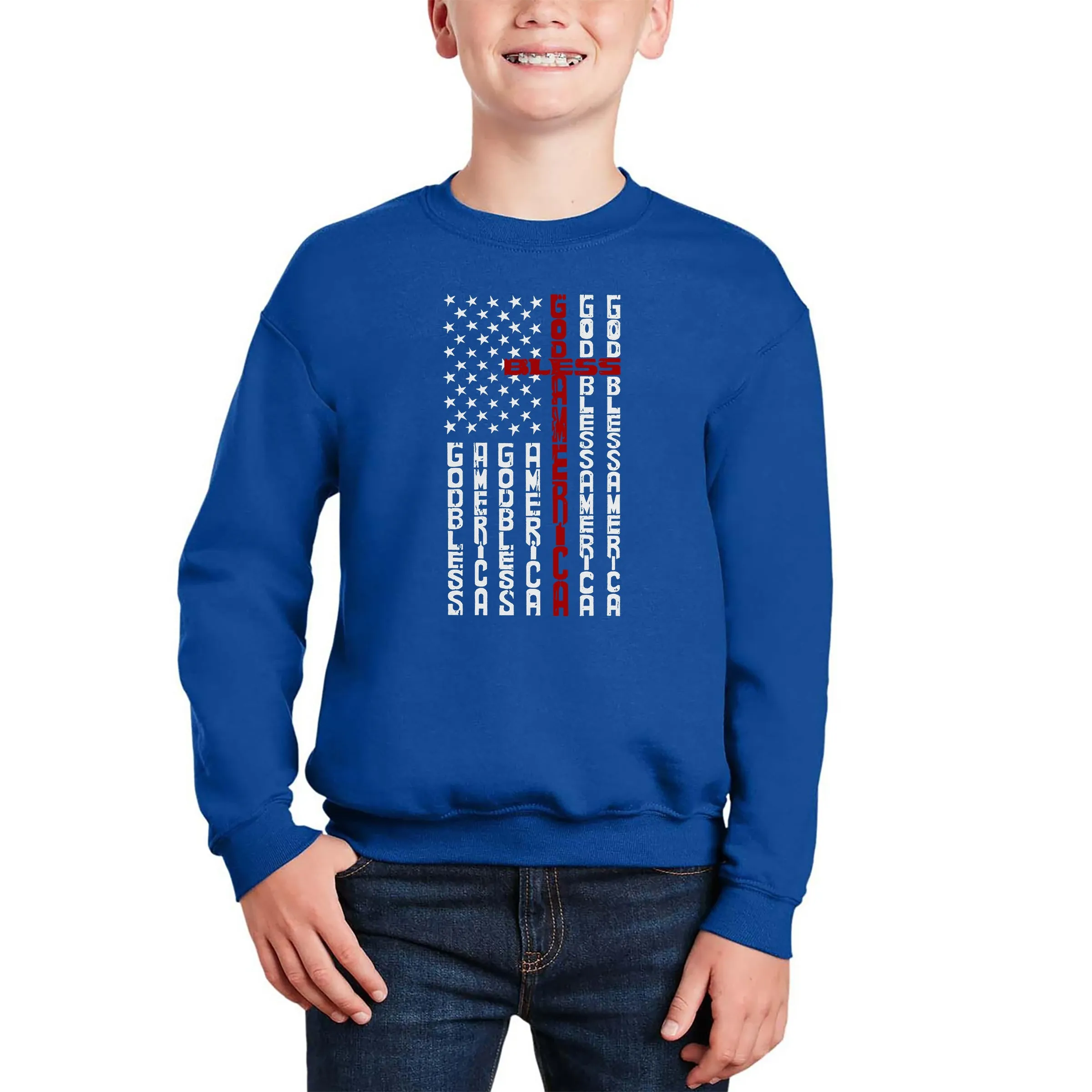 Cross Flag - Boy's Word Art Crewneck Sweatshirt sold by LA Pop Art product image thumbnail 5