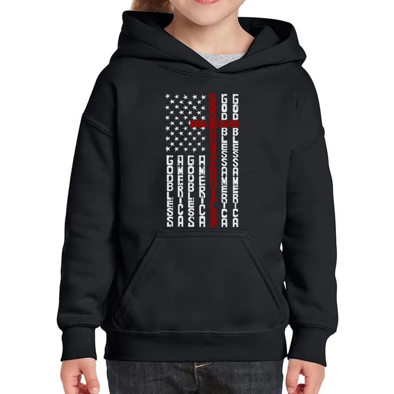 Cross Flag - Girl's Word Art Hooded Sweatshirt sold by LA Pop Art