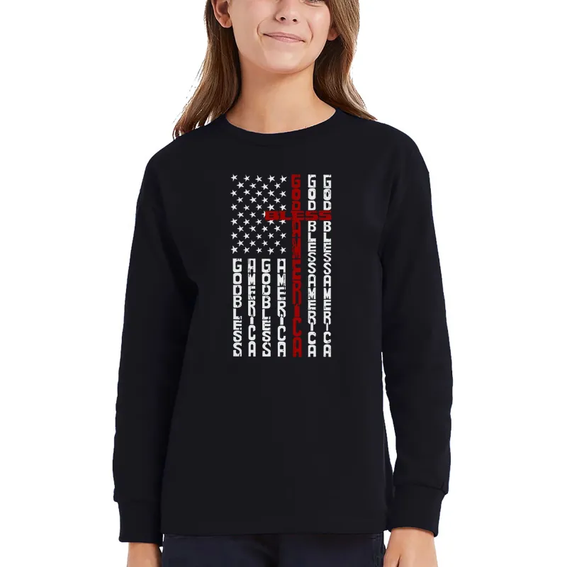 Cross Flag - Girl's Word Art Long Sleeve T-Shirt sold by LA Pop Art