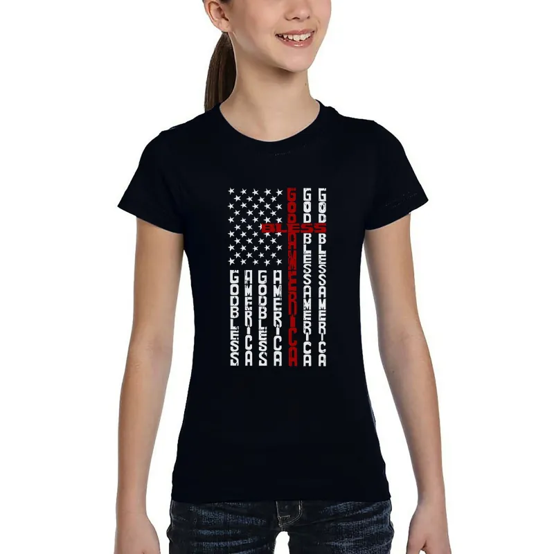 Cross Flag - Girl's Word Art T-Shirt sold by LA Pop Art