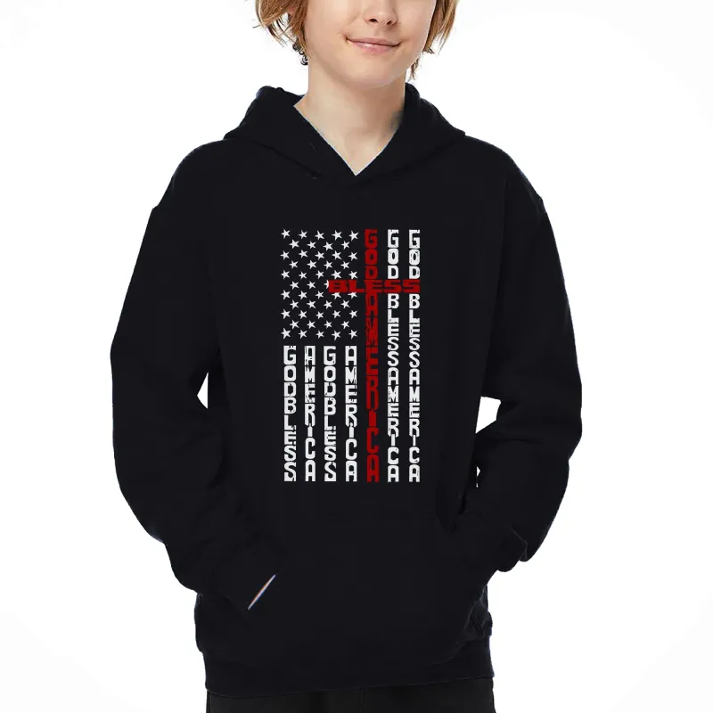 Cross Flag - Boy's Word Art Hooded Sweatshirt sold by LA Pop Art