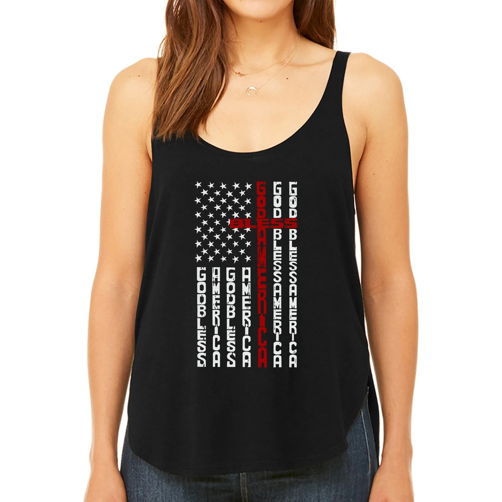 Cross Flag - Women's Premium Word Art Flowy Tank Top sold by LA Pop Art