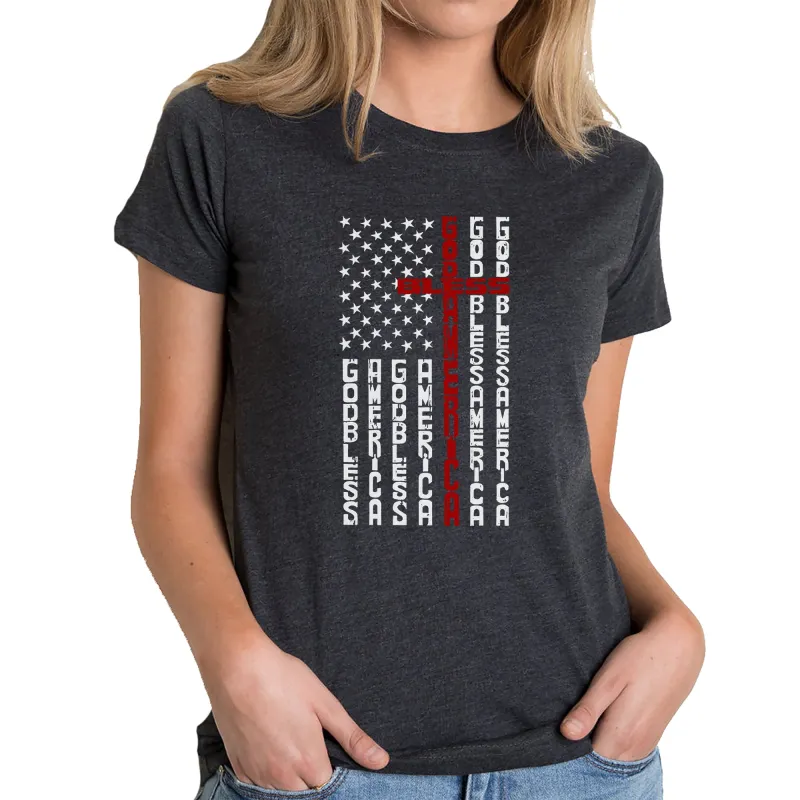 Cross Flag - Women's Premium Blend Word Art T-Shirt sold by LA Pop Art