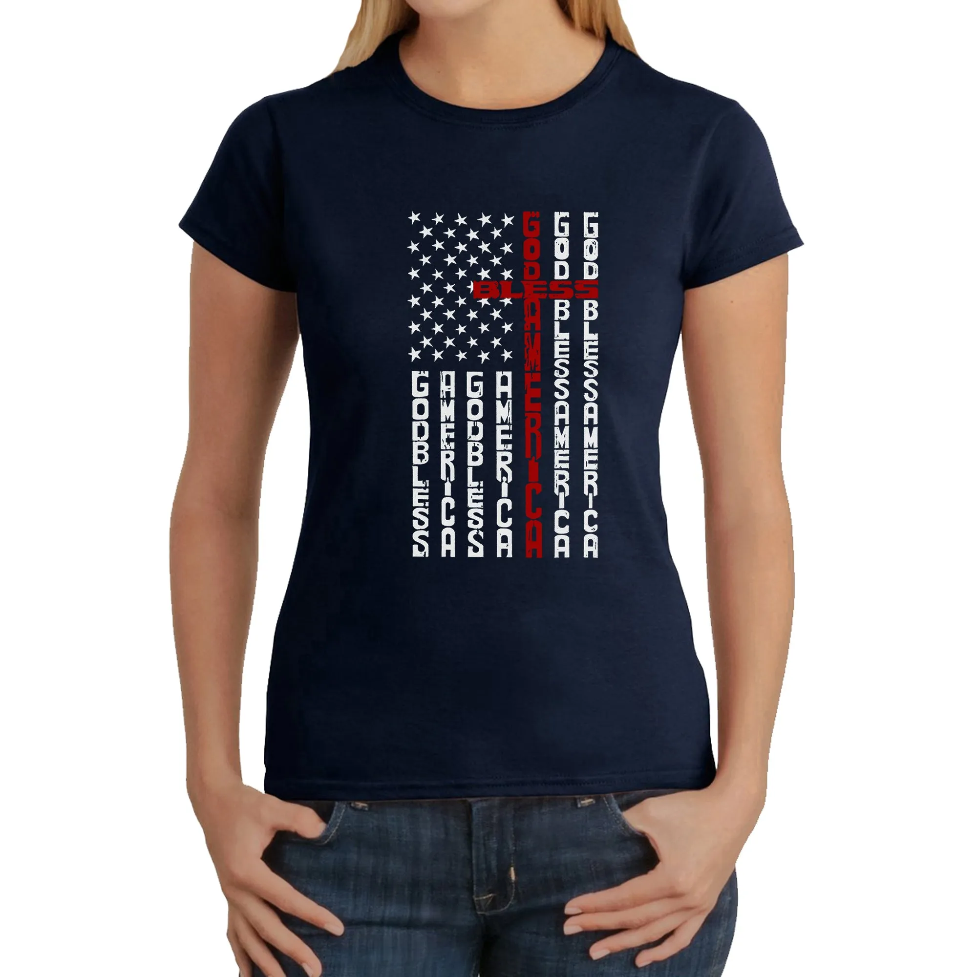 Cross Flag - Women's Word Art T-Shirt sold by LA Pop Art product image thumbnail 5