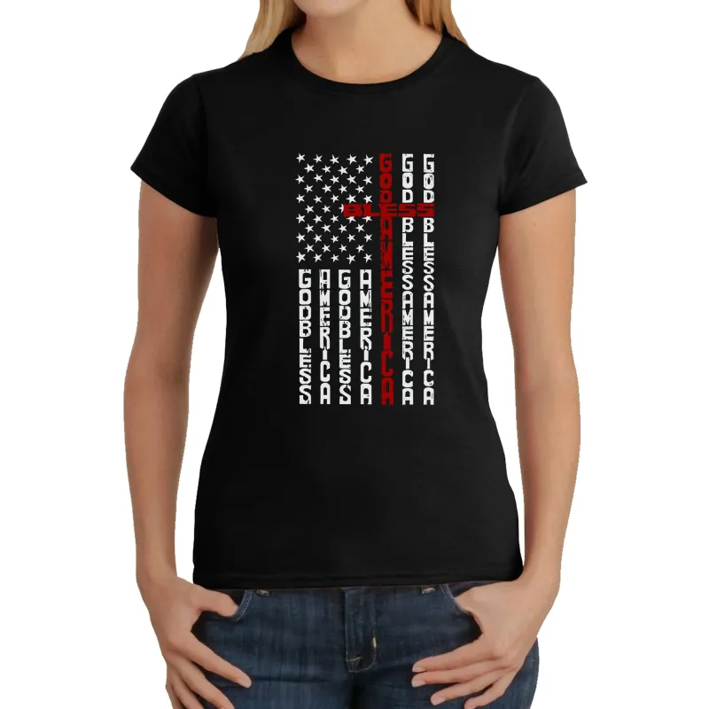 Cross Flag - Women's Word Art T-Shirt sold by LA Pop Art