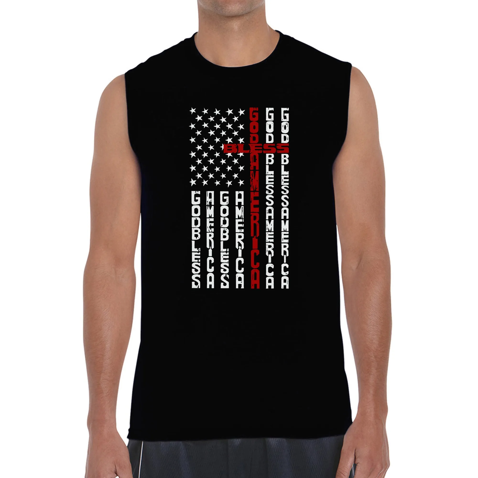 Cross Flag - Men's Word Art Sleeveless T-Shirt sold by LA Pop Art