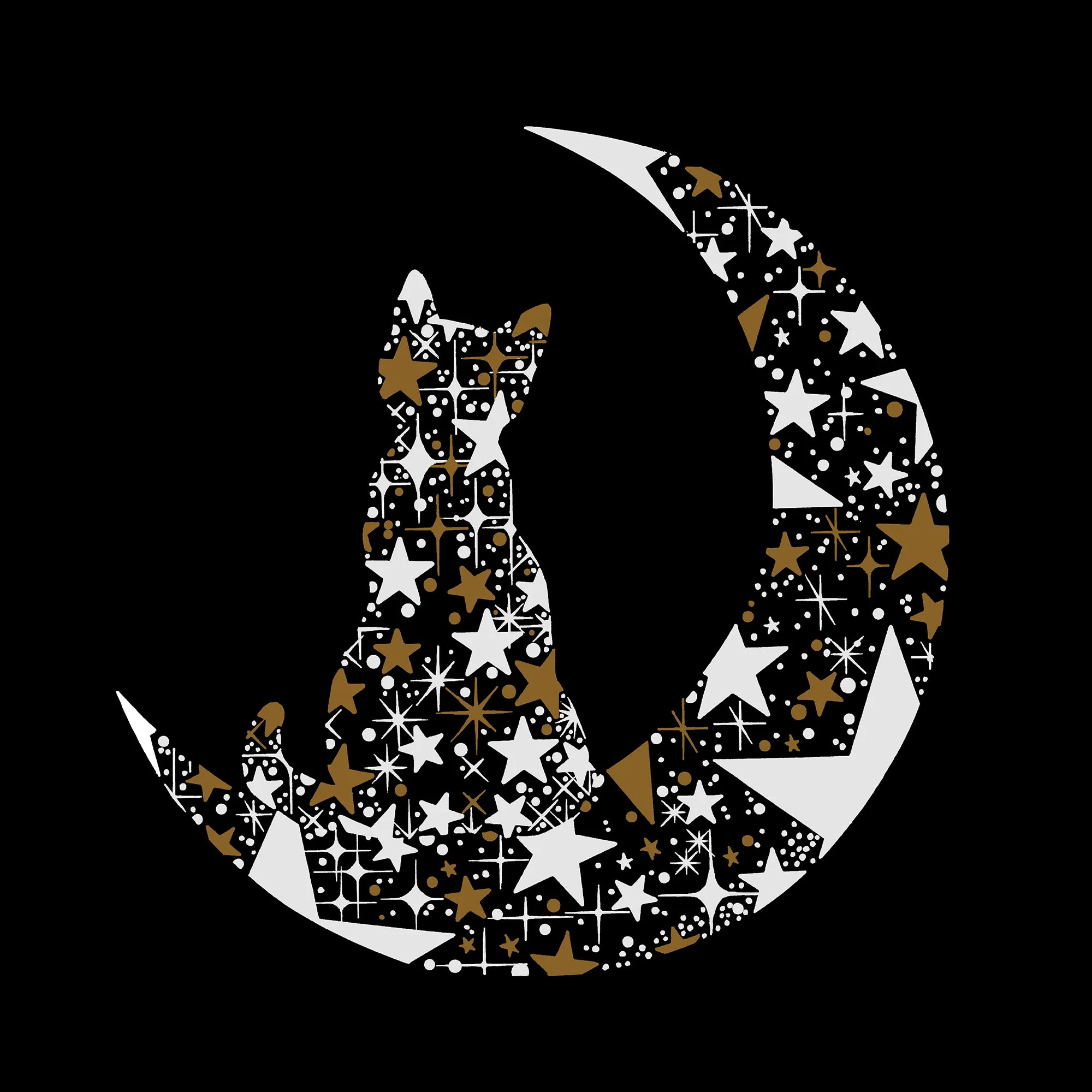 Cat Sitting On Moon - Women's Word Art Long Sleeve T-Shirt sold by LA Pop Art product image thumbnail 2