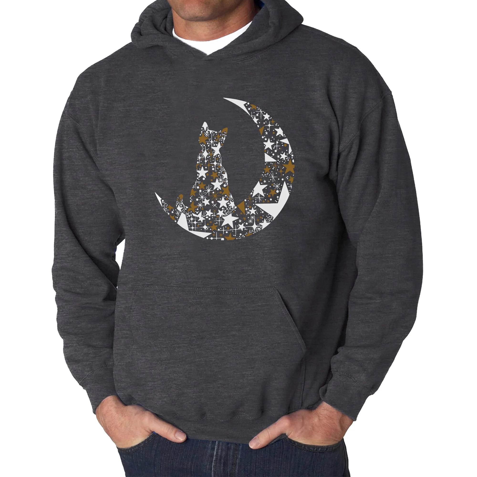 Cat Sitting On Moon - Men's Word Art Hooded Sweatshirt sold by LA Pop Art product image thumbnail 5