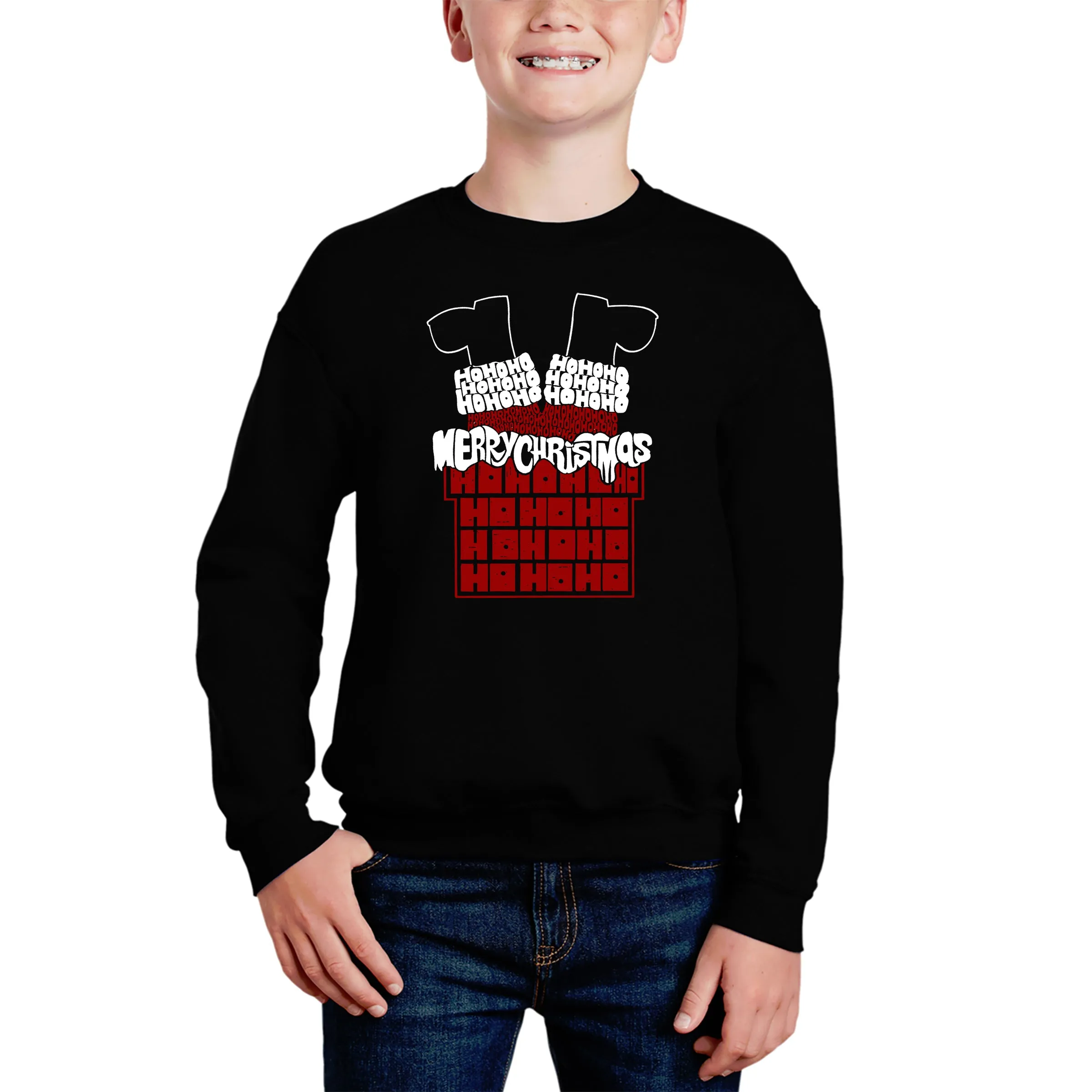 Chimney Santa - Boy's Word Art Crewneck Sweatshirt sold by LA Pop Art
