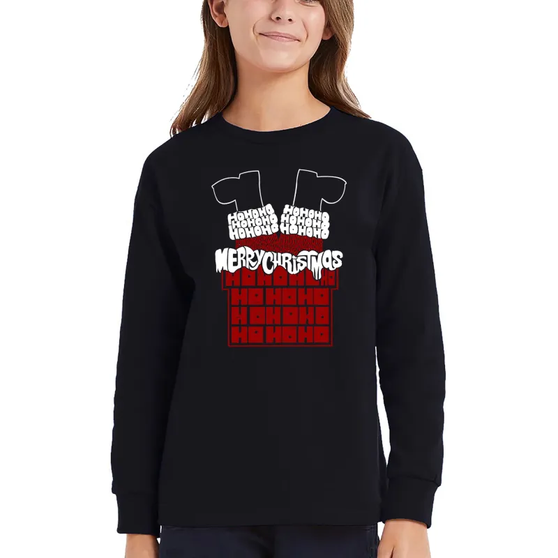 Chimney Santa - Girl's Word Art Long Sleeve T-Shirt sold by LA Pop Art
