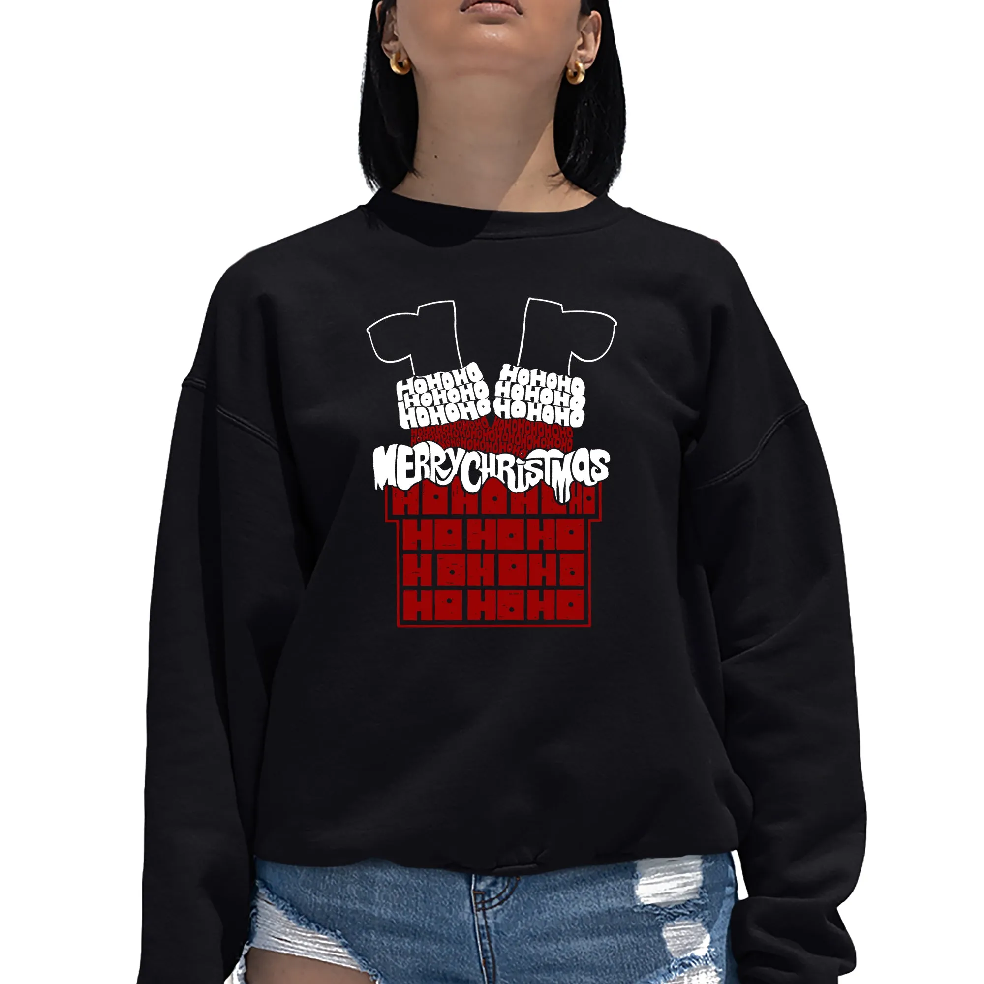 Chimney Santa - Women's Word Art Crewneck Sweatshirt sold by LA Pop Art