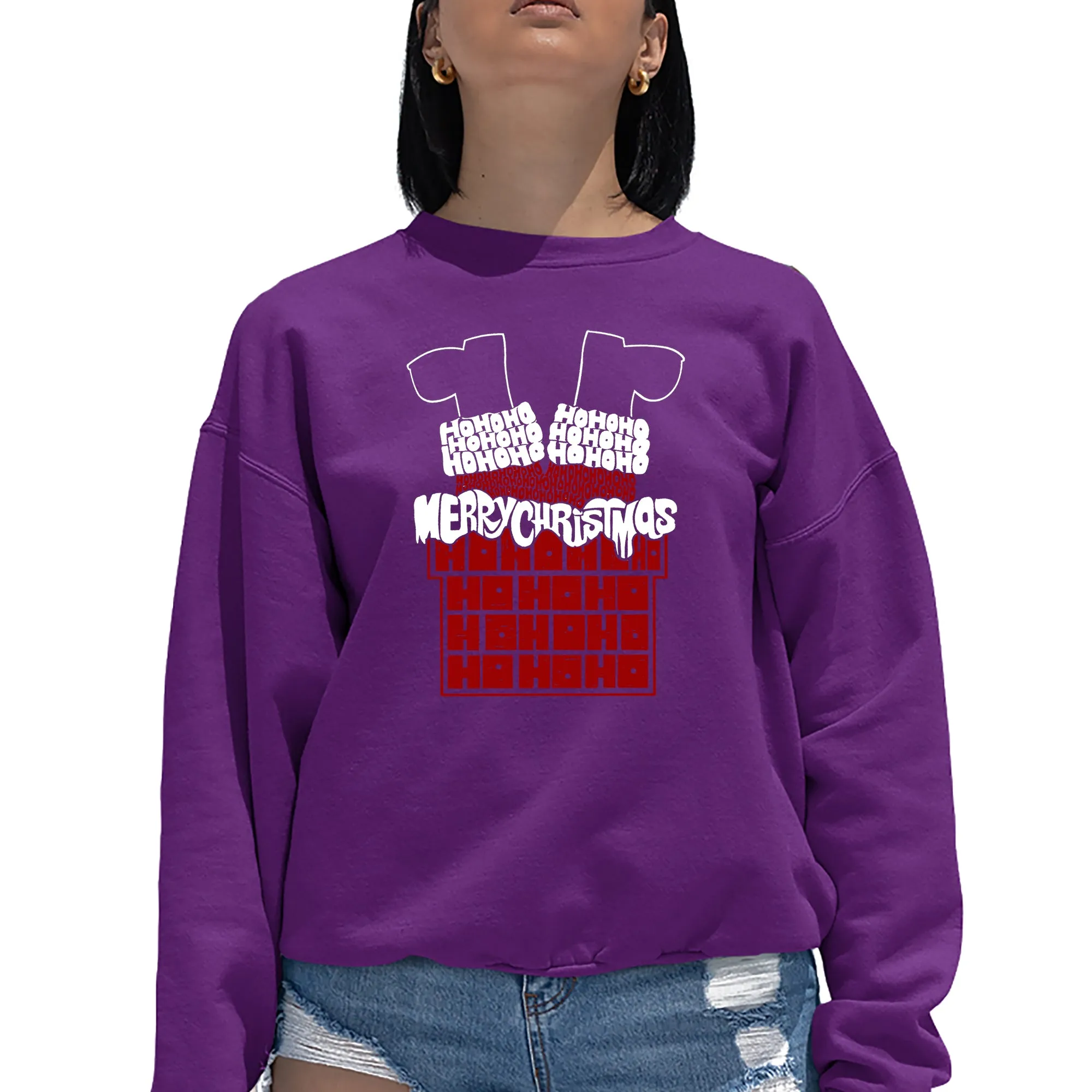 Chimney Santa - Women's Word Art Crewneck Sweatshirt sold by LA Pop Art product image thumbnail 5