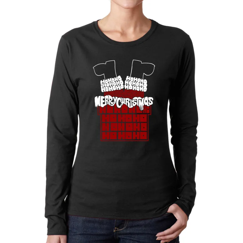 Chimney Santa - Women's Word Art Long Sleeve T-Shirt sold by LA Pop Art