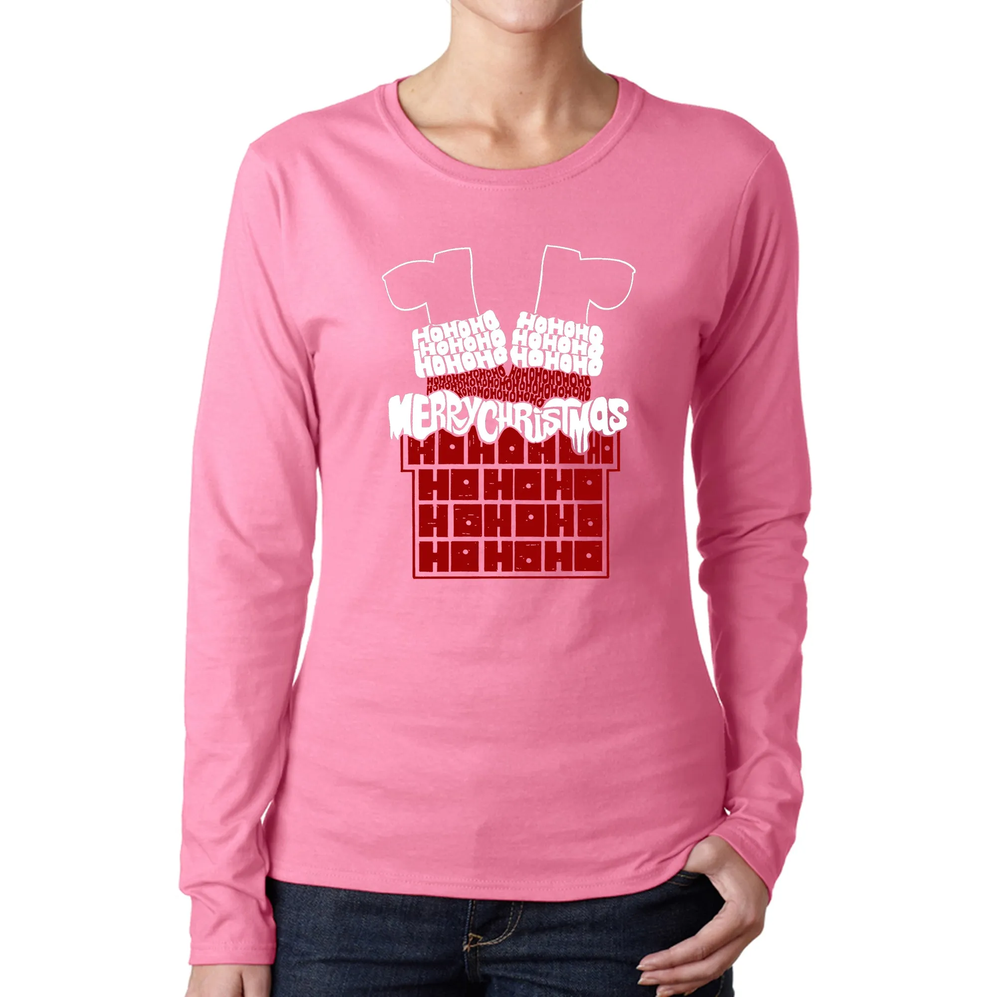 Chimney Santa - Women's Word Art Long Sleeve T-Shirt sold by LA Pop Art product image thumbnail 5