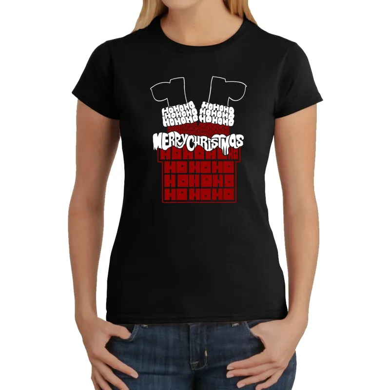 Chimney Santa - Women's Word Art T-Shirt sold by LA Pop Art