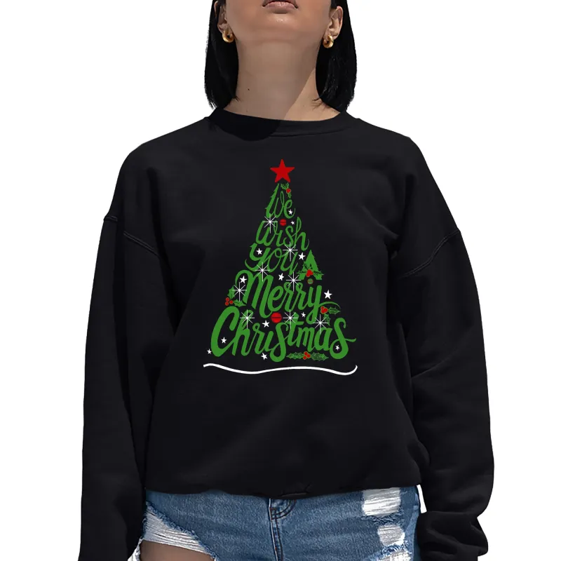 We Wish You A Merry Christmas - Women's Word Art Crewneck Sweatshirt sold by LA Pop Art