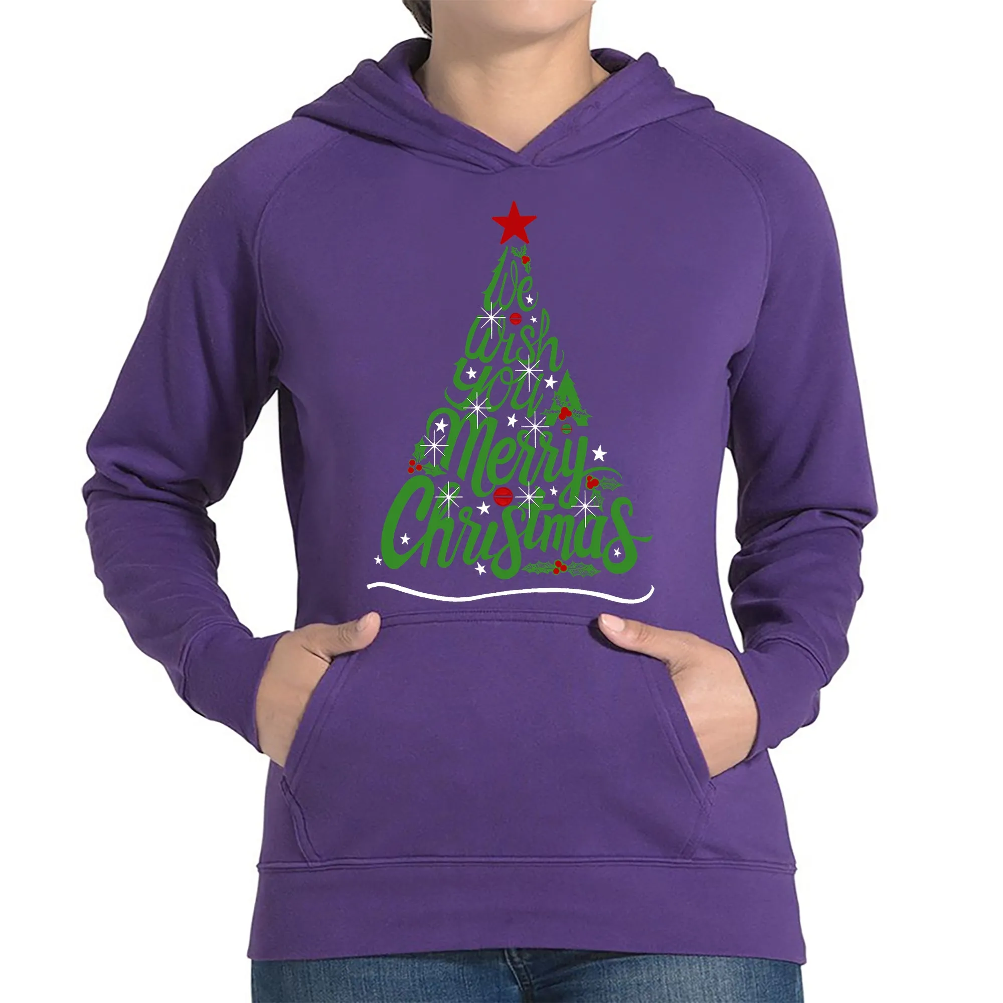 We Wish You A Merry Christmas - Women's Word Art Hooded Sweatshirt sold by LA Pop Art product image thumbnail 5