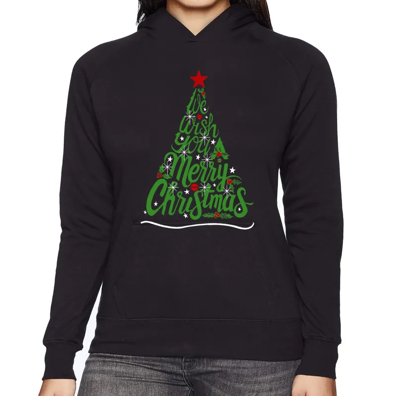 We Wish You A Merry Christmas - Women's Word Art Hooded Sweatshirt sold by LA Pop Art