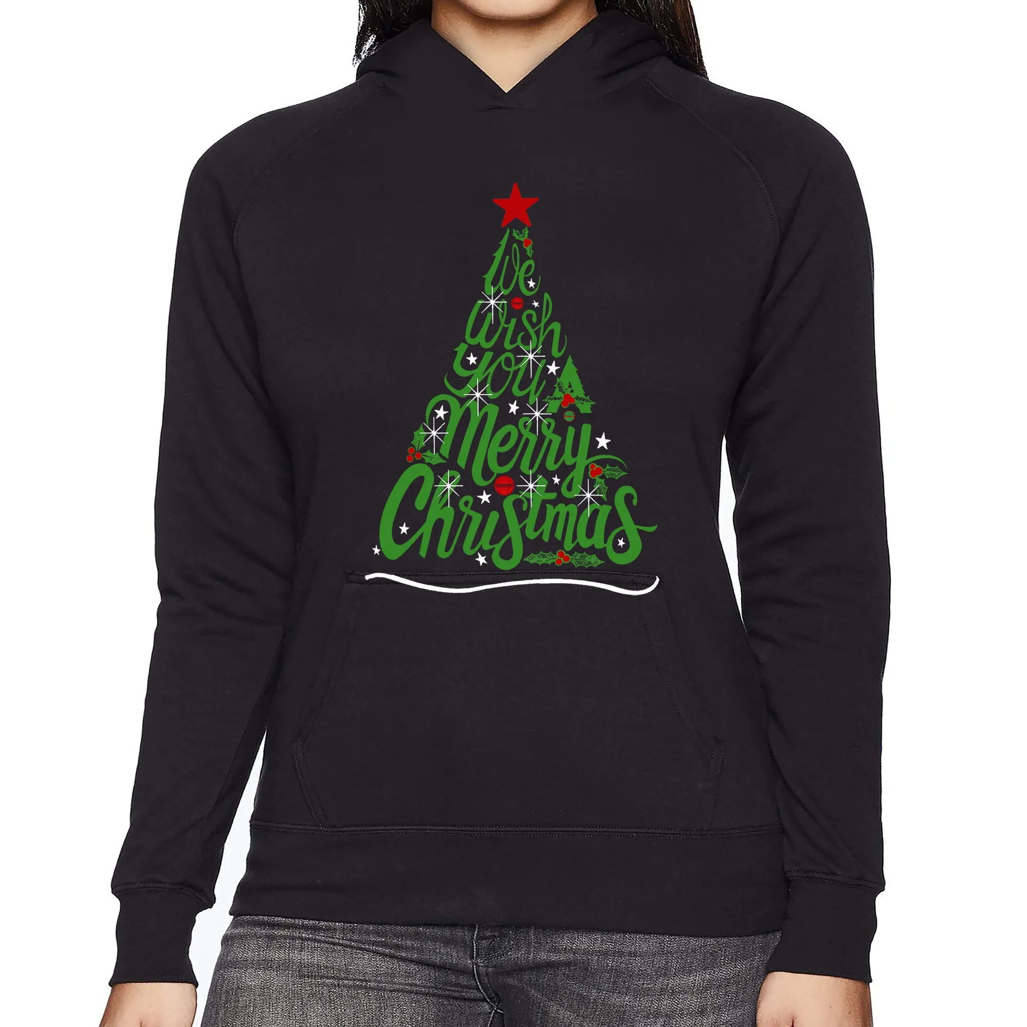 We Wish You A Merry Christmas - Women's Word Art Hooded Sweatshirt sold by LA Pop Art