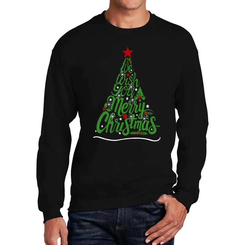 We Wish You A Merry Christmas - Men's Word Art Crewneck Sweatshirt sold by LA Pop Art