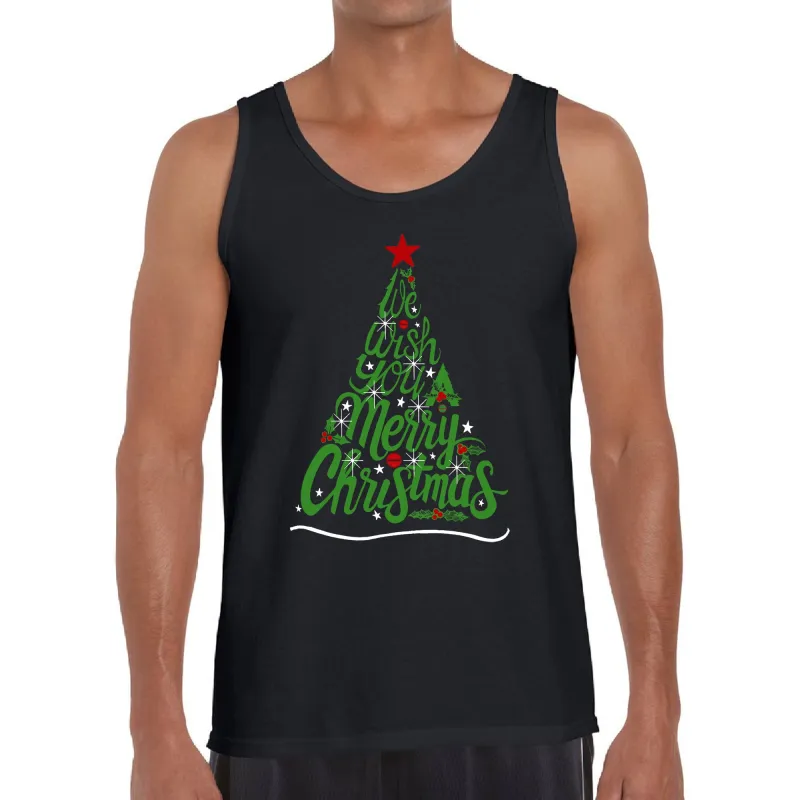 We Wish You A Merry Christmas - Men's Word Art Tank Top sold by LA Pop Art