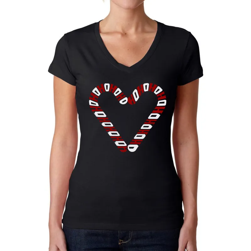 Candy Canes - Women's Word Art V-Neck T-Shirt sold by LA Pop Art