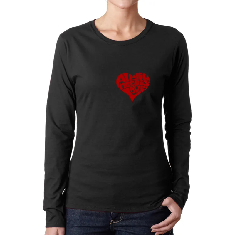 All You Need is Love - Women's Word Art Long Sleeve T-Shirt sold by LA Pop Art