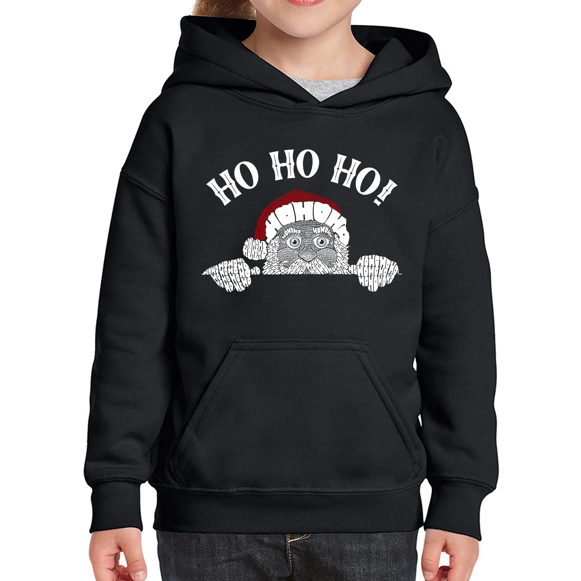Peeking Santa - Girl's Word Art Hooded Sweatshirt sold by LA Pop Art